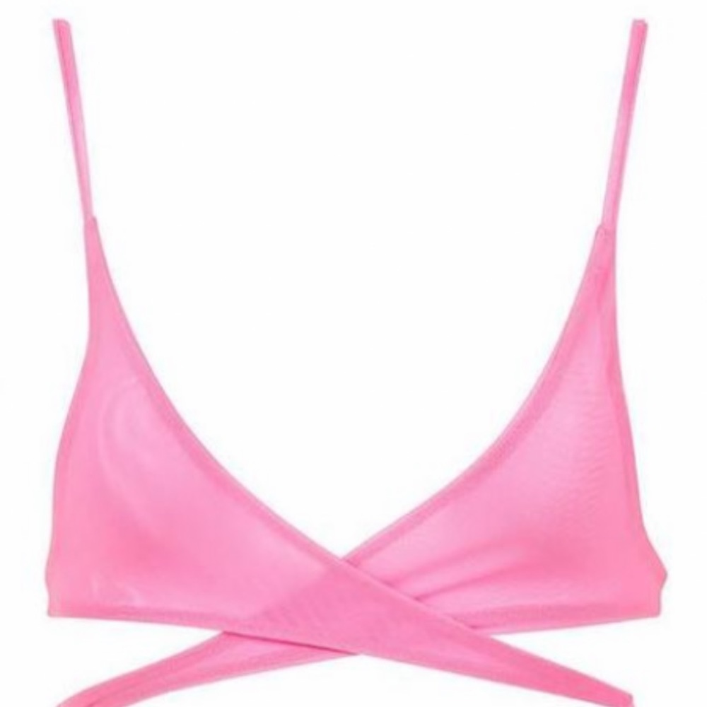 LAINA RAUMA NYLON MESH CRISS-CROSS BRALETTE // SORBET PINK